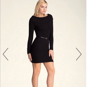 BEBE Black Sweater Dress with Belt